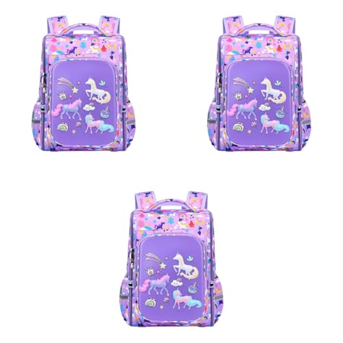 PALAY® Girls School Backpack Unicorn Cartoon Primary Bookbag for Travel Camping Waterproof Burden-Relief Gift Kids 5-10 Years Old Purple 3 PCS PALAY® Girls School Backpack Unicorn Cartoon Primary Bookbag for Travel Camping Waterproof Burden-Relief Gift Kids 5-10 Years Old Purple 3 PCS